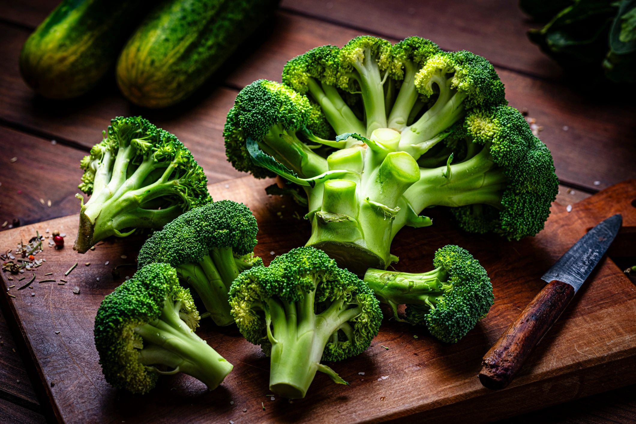 Fresh broccoli harvest close-up